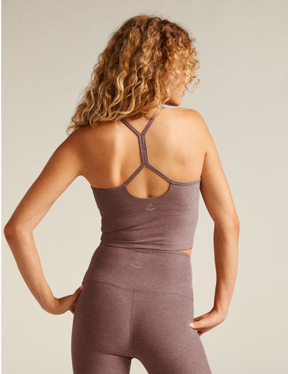 Ultra-Soft Spacedye Slim Racerback Cropped Tank with Built-in Bra Support