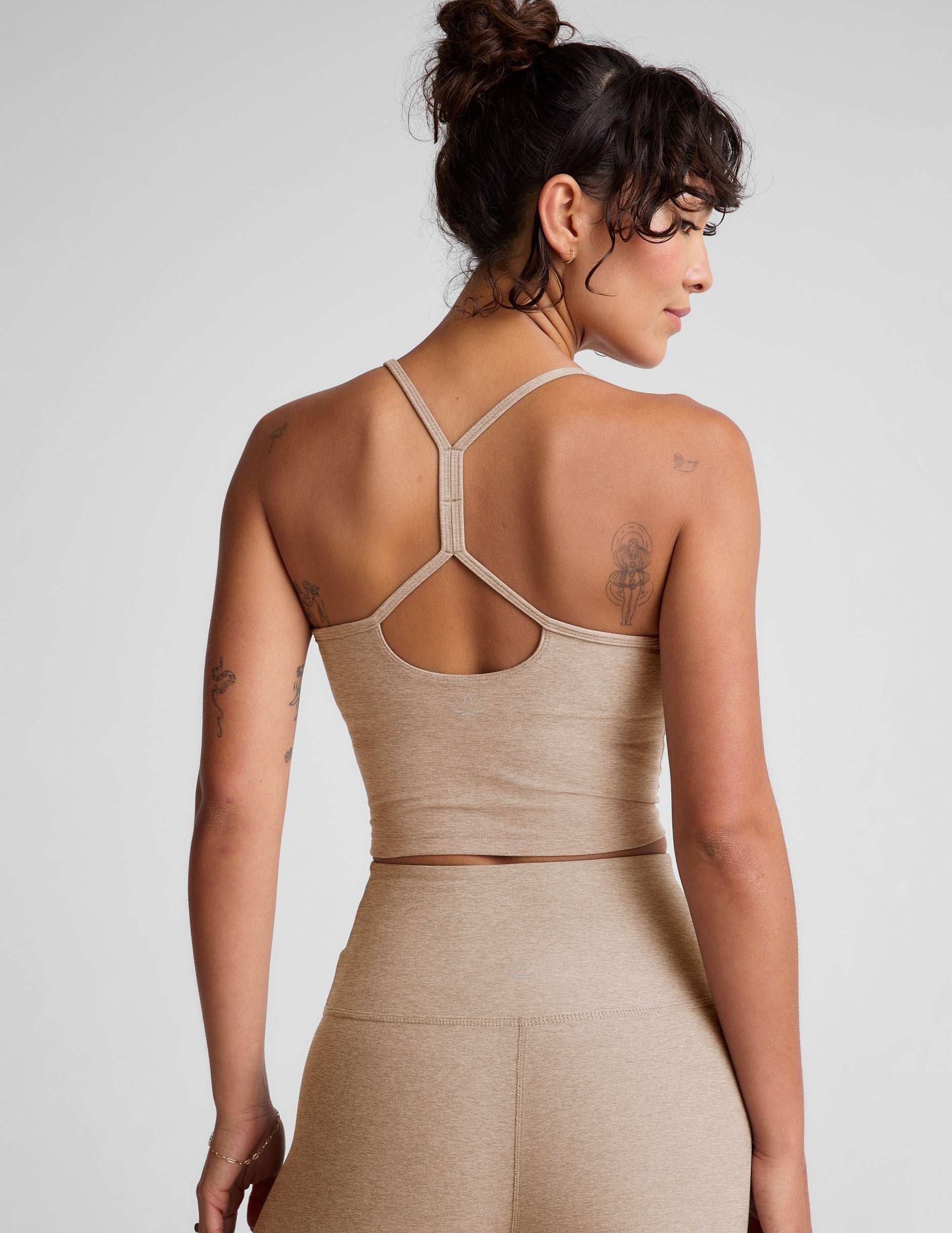 Women's Spacedye Slim Racerback Cropped Tank Top with Built-in Bra