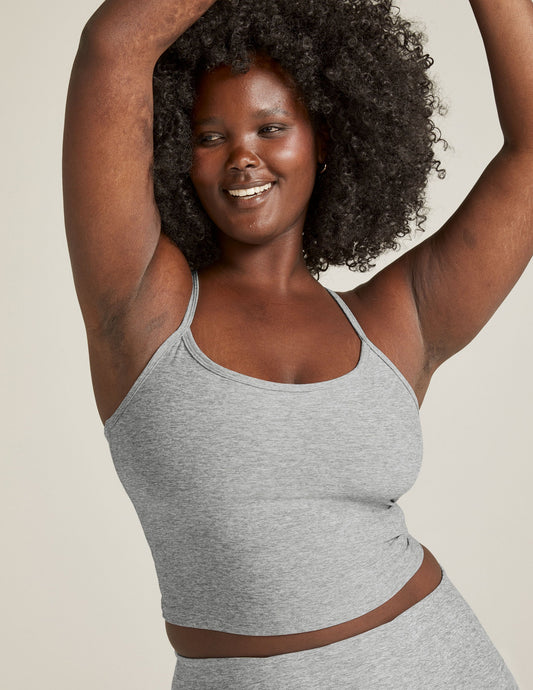Women's Spacedye Slim Racerback Cropped Yoga Tank Top with Built-in Bra