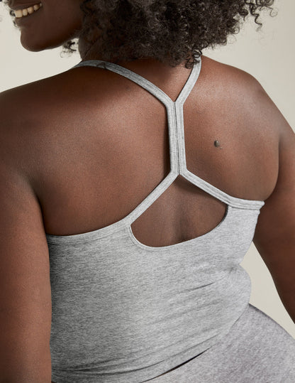 Women's Spacedye Slim Racerback Cropped Yoga Tank Top with Built-in Bra