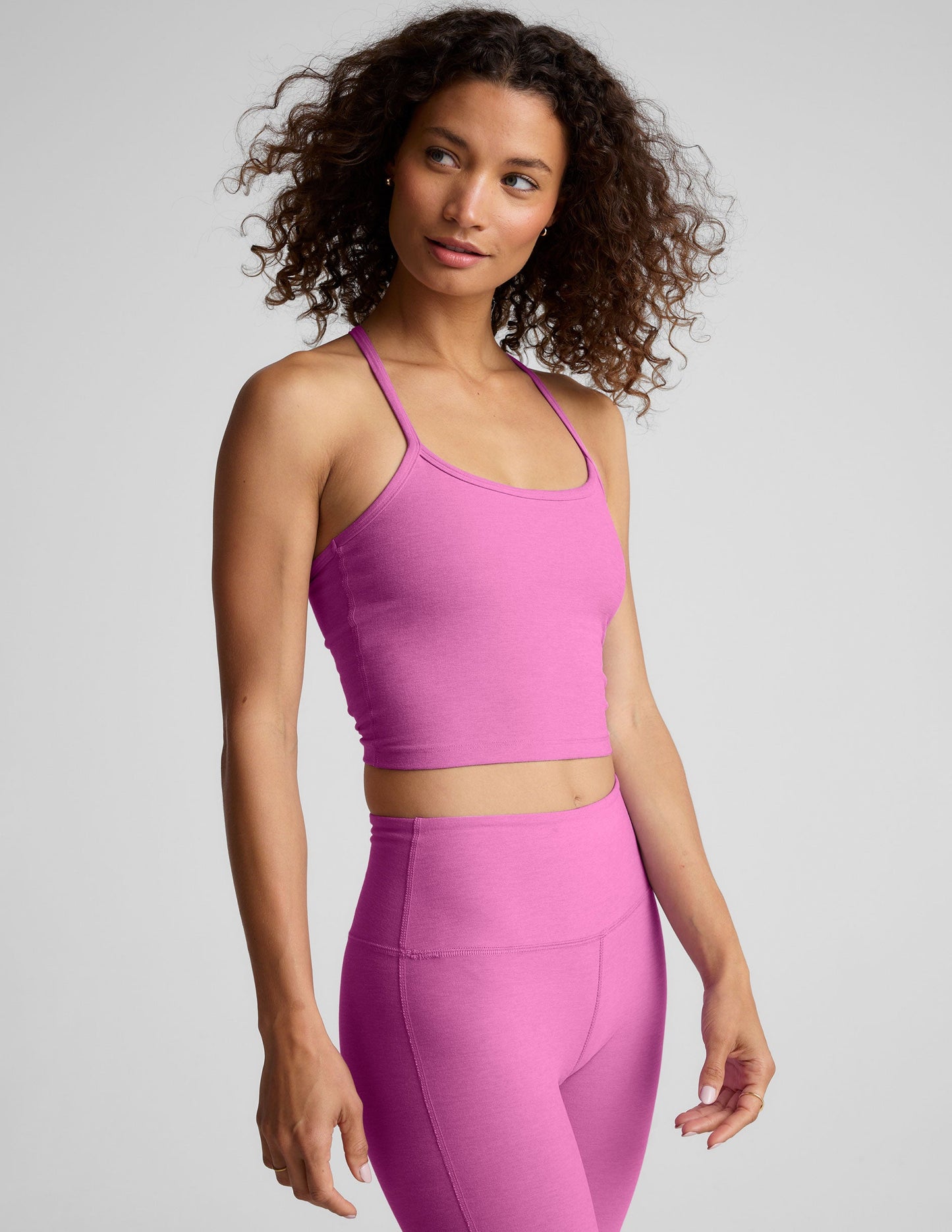 Beyond Yoga Spacedye Slim Racerback Cropped Tank Top with Built-in Medium Support