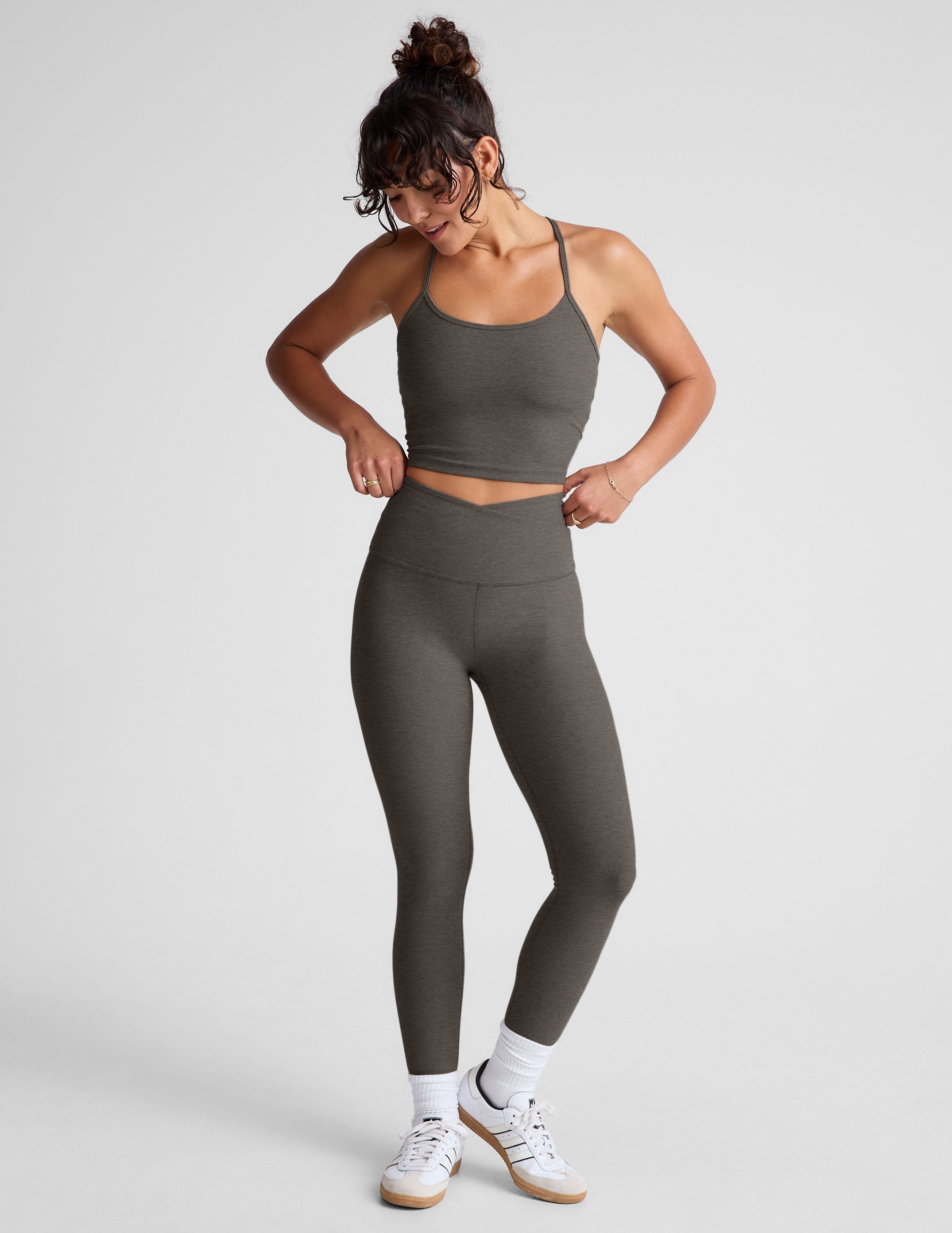 Performance Spacedye Slim Racerback Cropped Yoga Tank with Built-in Bra