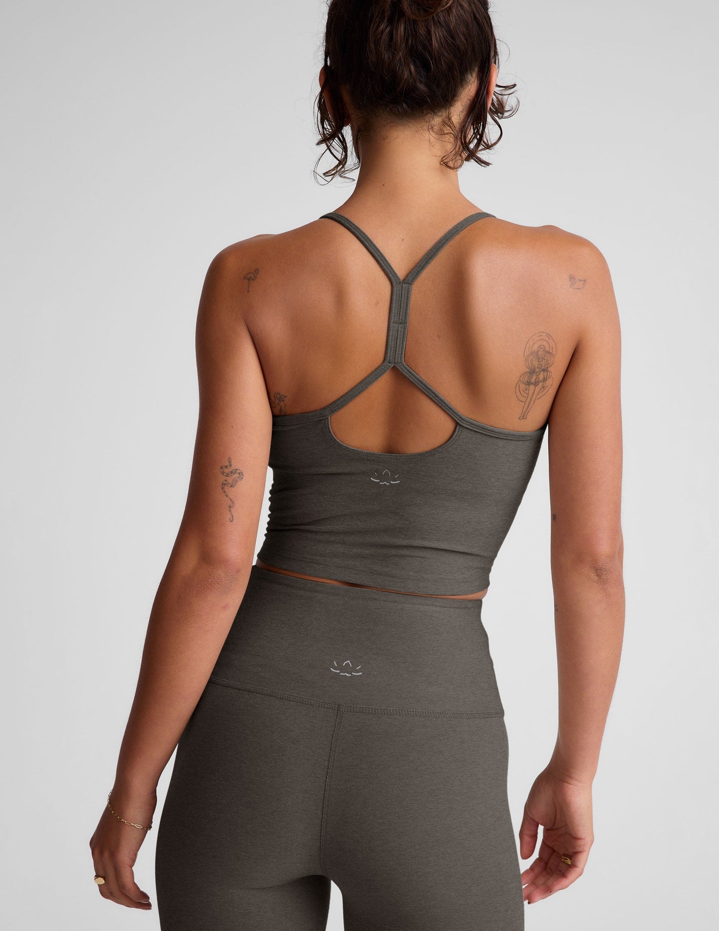 Performance Spacedye Slim Racerback Cropped Yoga Tank with Built-in Bra