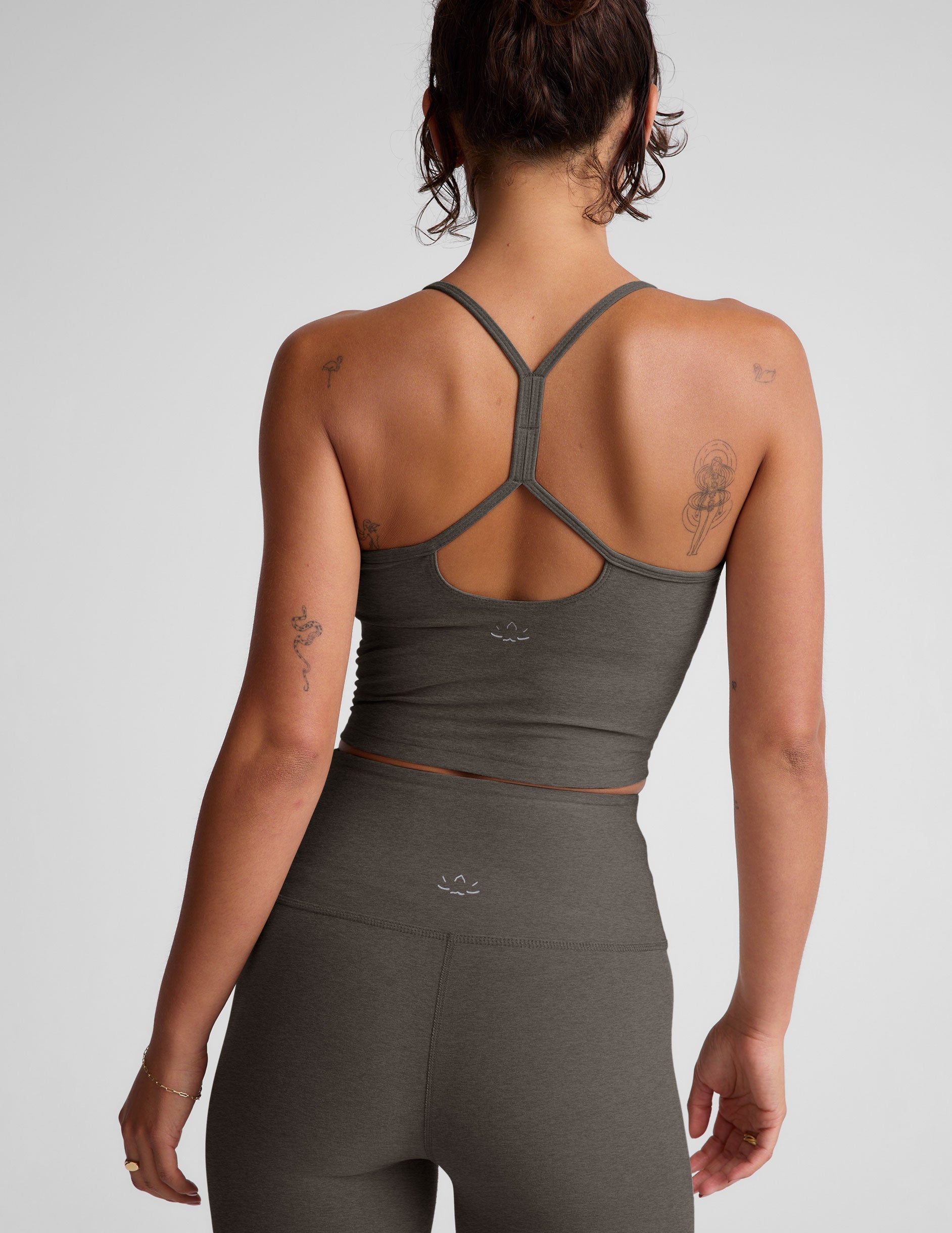 Performance Spacedye Slim Racerback Cropped Yoga Tank with Built-in Bra