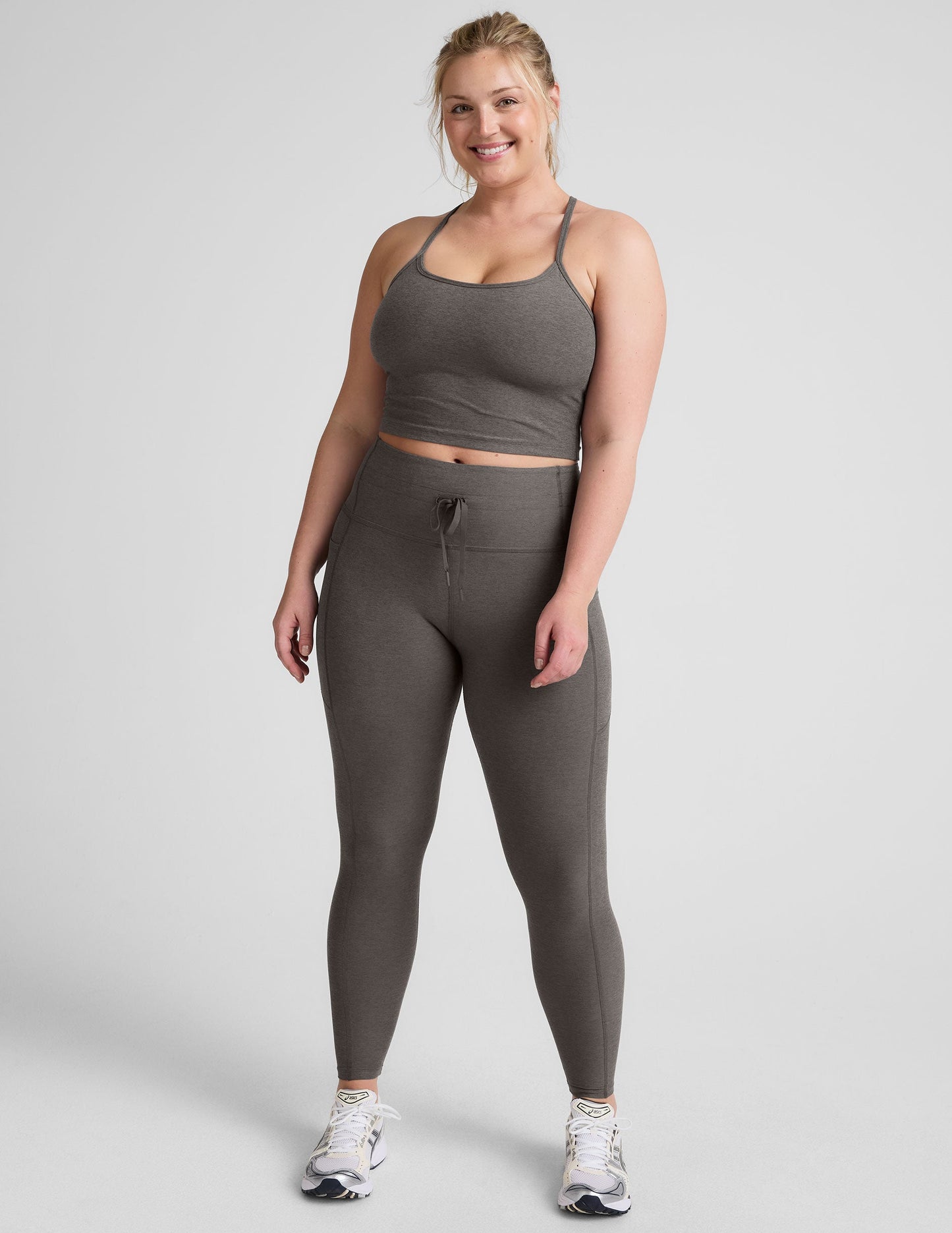 Performance Spacedye Slim Racerback Cropped Yoga Tank with Built-in Bra