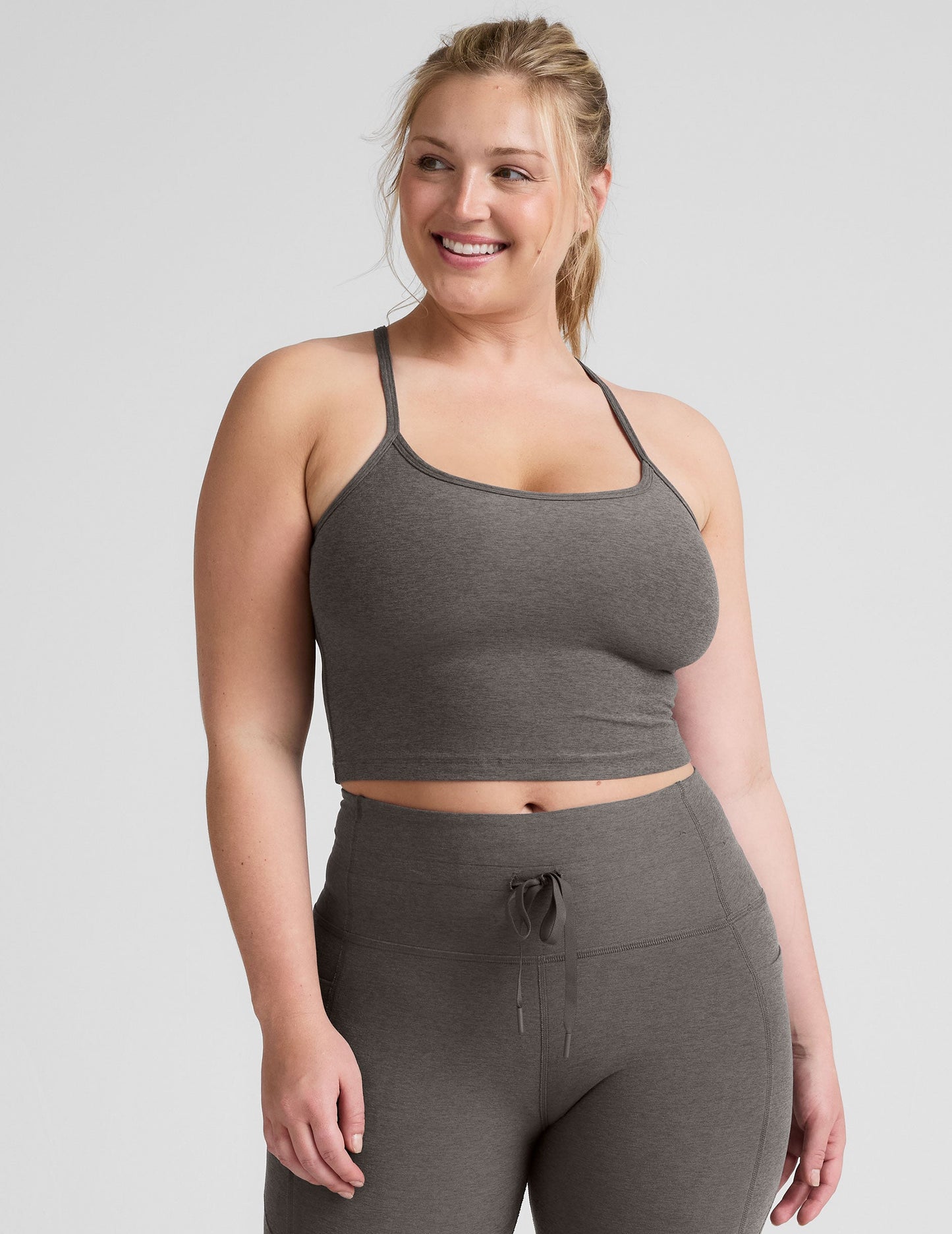 Performance Spacedye Slim Racerback Cropped Yoga Tank with Built-in Bra