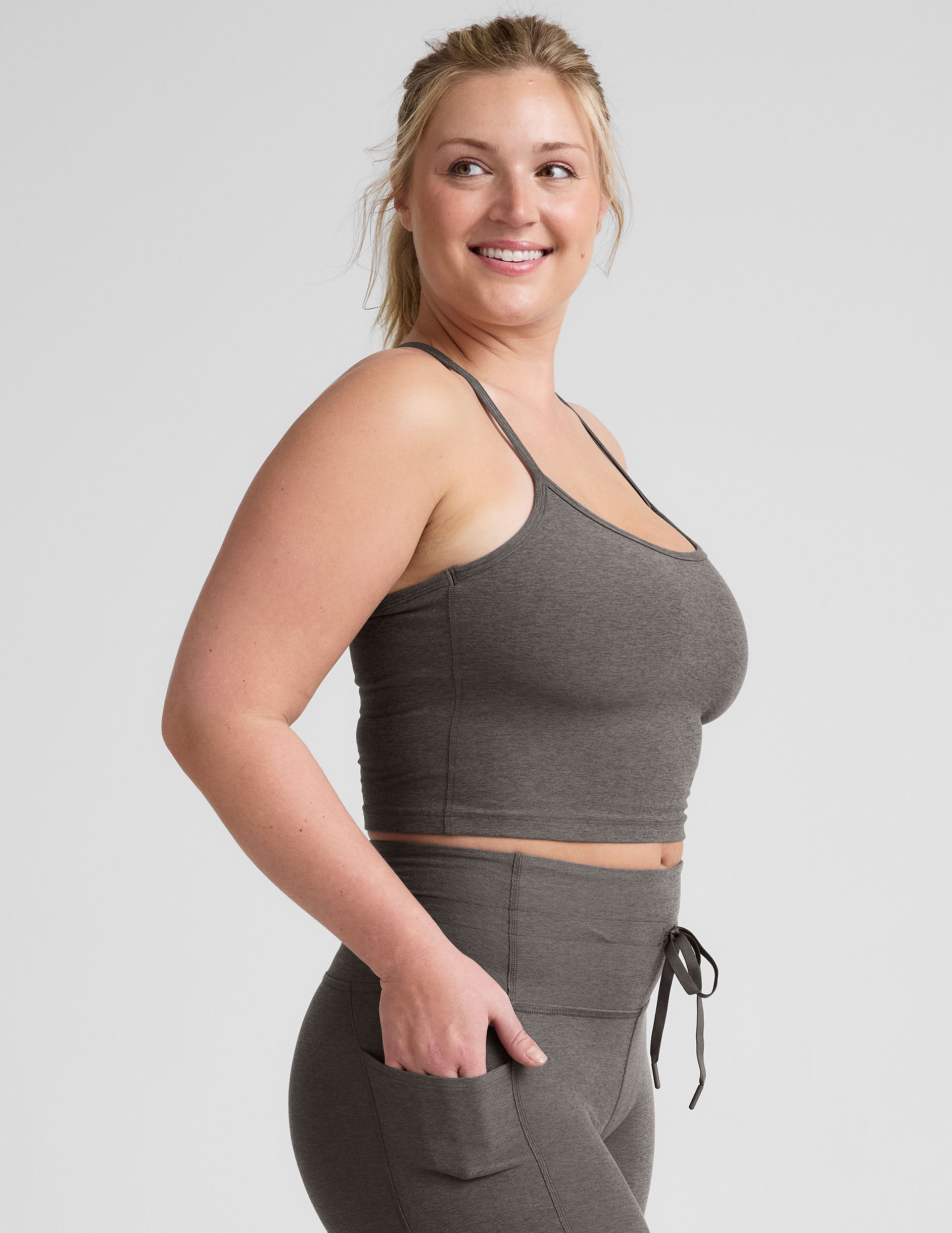 Performance Spacedye Slim Racerback Cropped Yoga Tank with Built-in Bra