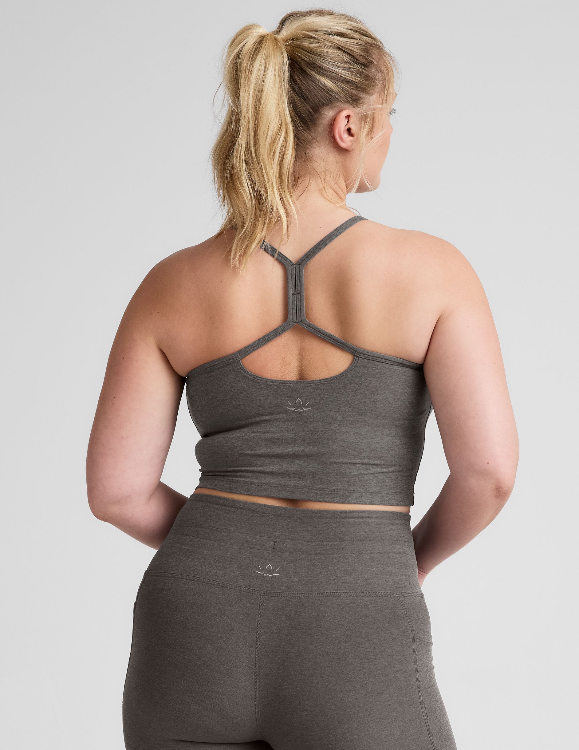 Performance Spacedye Slim Racerback Cropped Yoga Tank with Built-in Bra