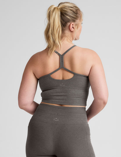 Performance Spacedye Slim Racerback Cropped Yoga Tank with Built-in Bra