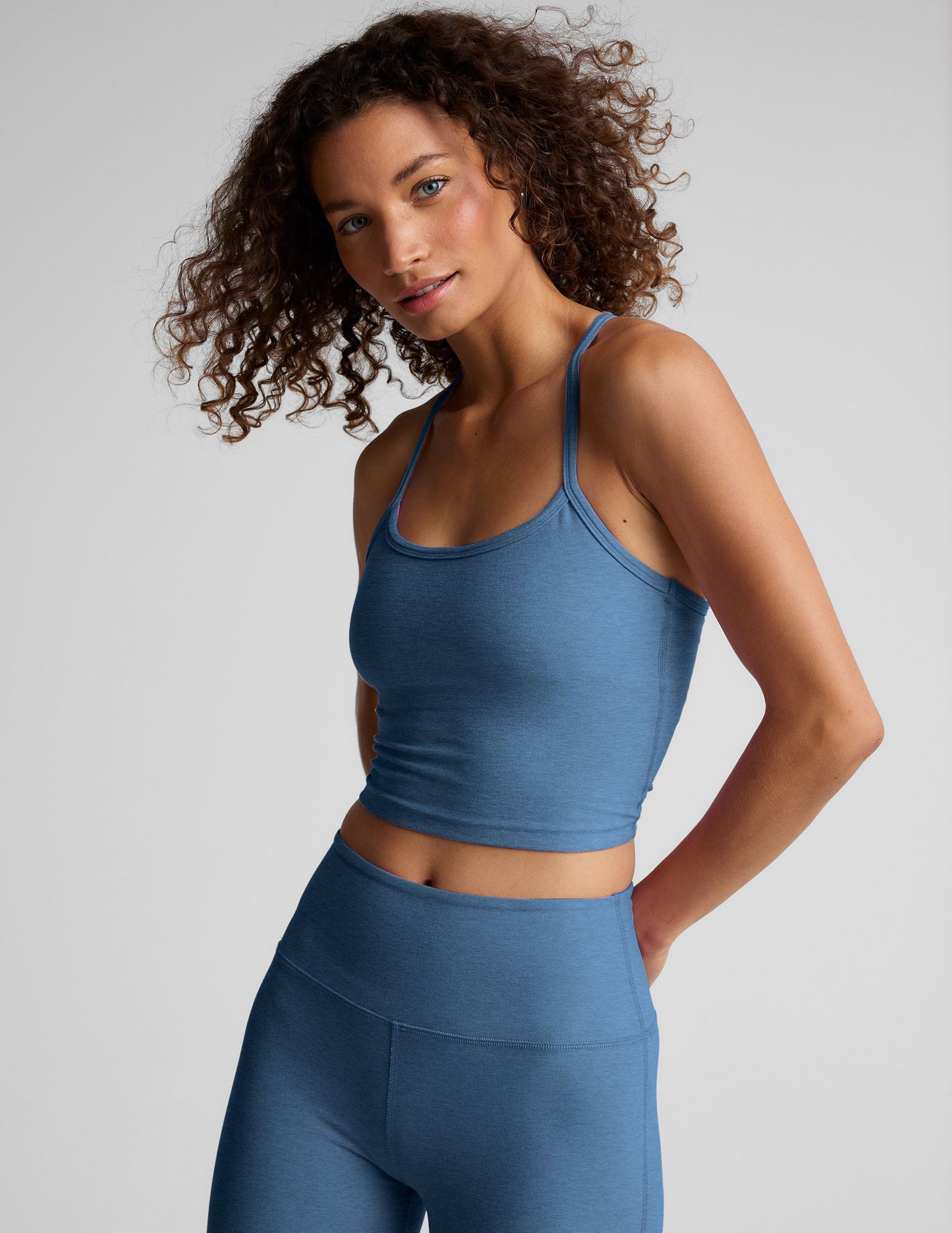 Spacedye Ultra Soft Slim Racerback Cropped Tank with Built-in Bra