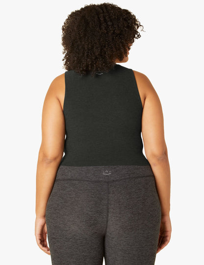 Ultra-Soft Spacedye Square Neck Cropped Tank, Medium Support Built-in Bra