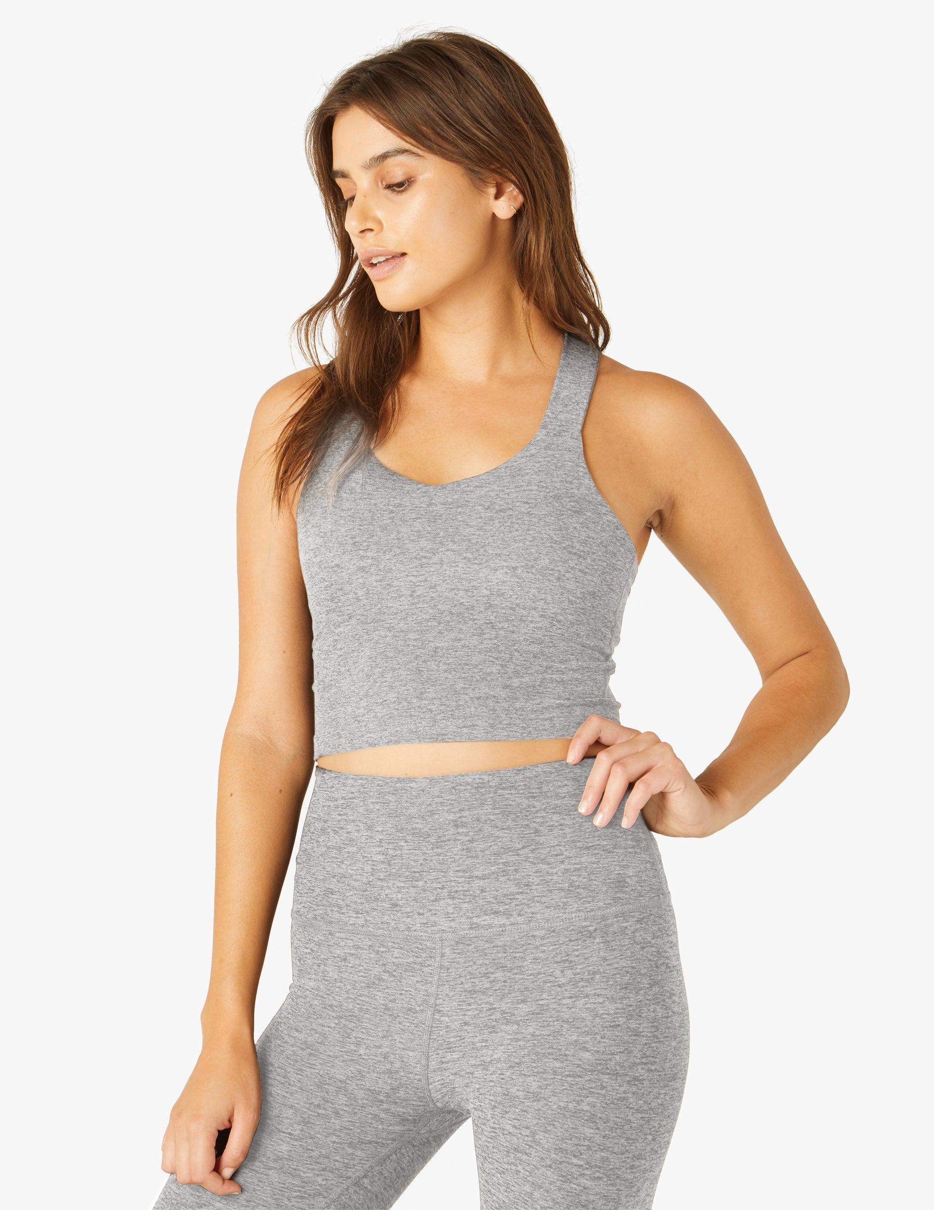 Spacedye Cropped Tank Top: Soft, Supportive, Twist Back, Built-in Bra