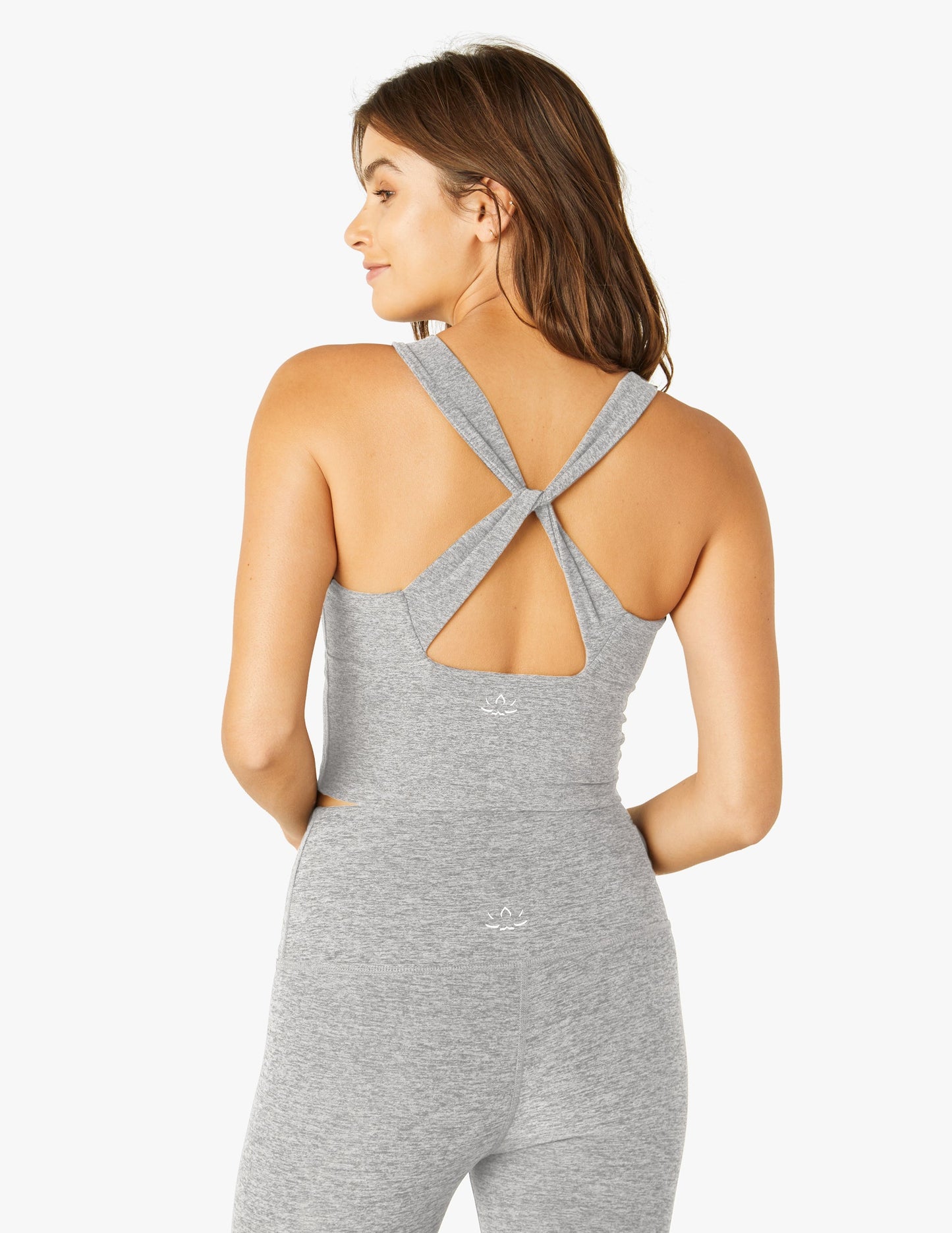 Spacedye Cropped Tank Top: Soft, Supportive, Twist Back, Built-in Bra