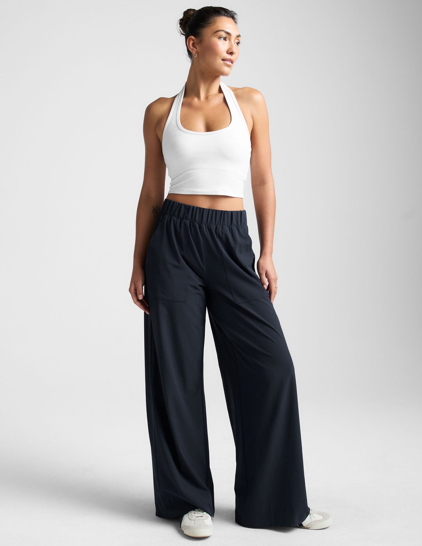 Spacedye Cloud White Cropped Halter Tank: Soft, Supportive, Stylish Comfort