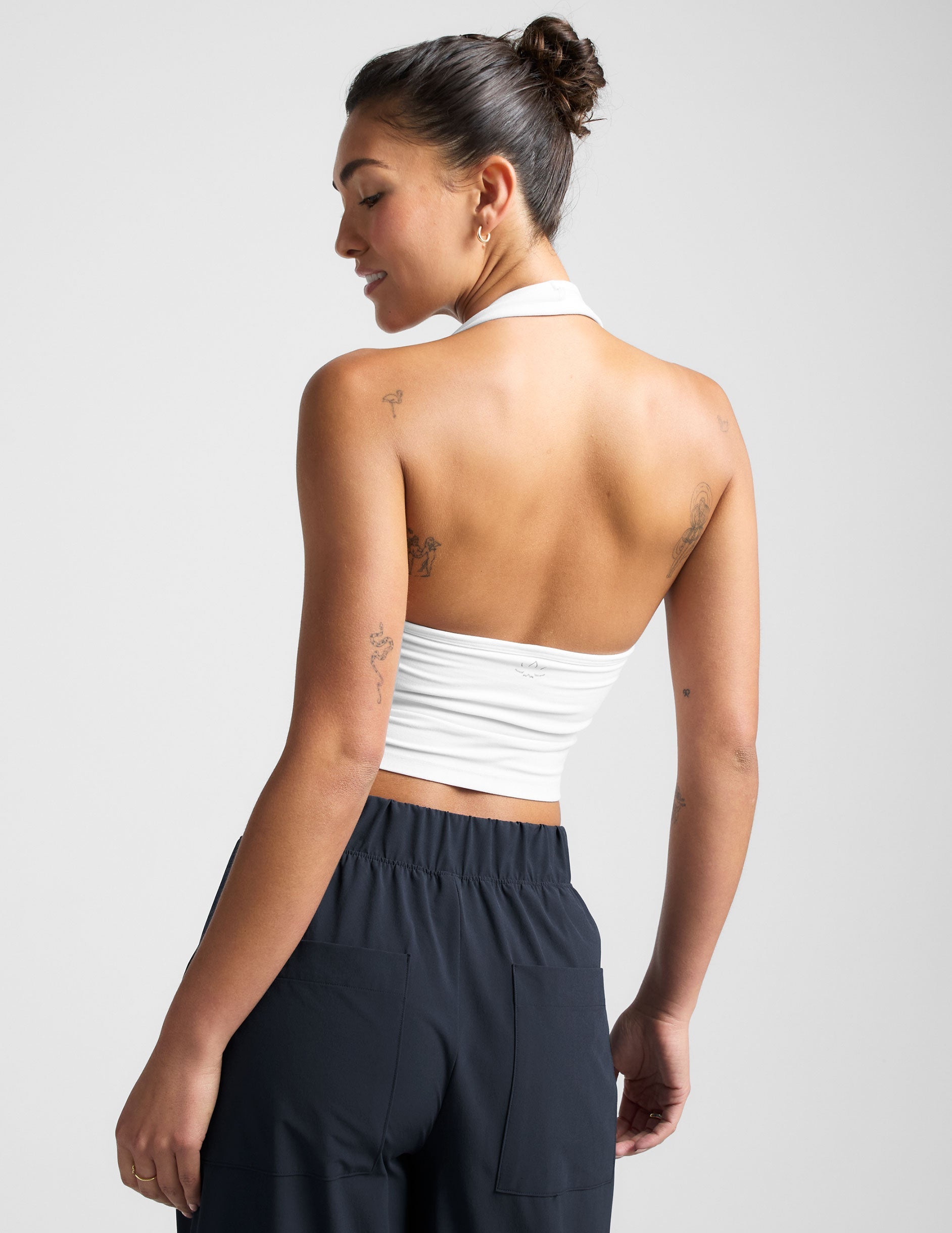 Spacedye Cloud White Cropped Halter Tank: Soft, Supportive, Stylish Comfort