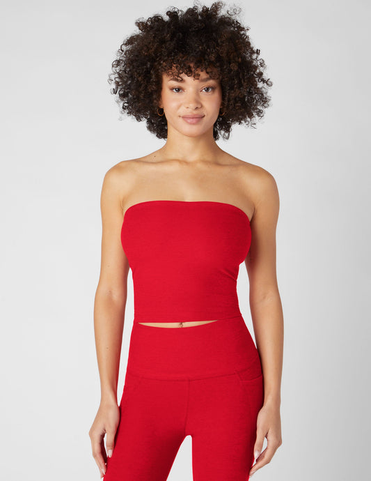 Soft Spacedye Strapless Crop Top, Built-In Bra, Stylish Everyday Comfort