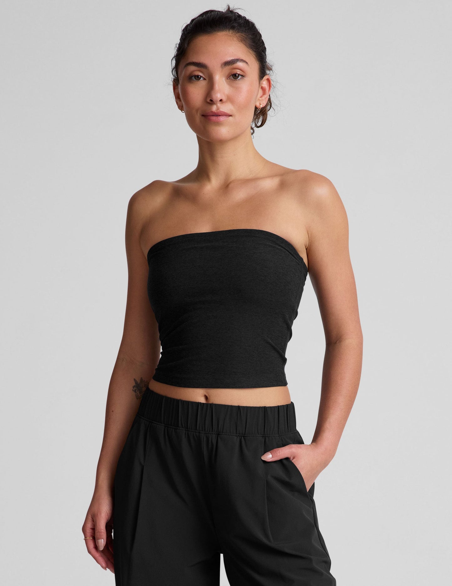 Spacedye Strapless Cropped Top: Built-in Bra, Soft, Versatile Comfort