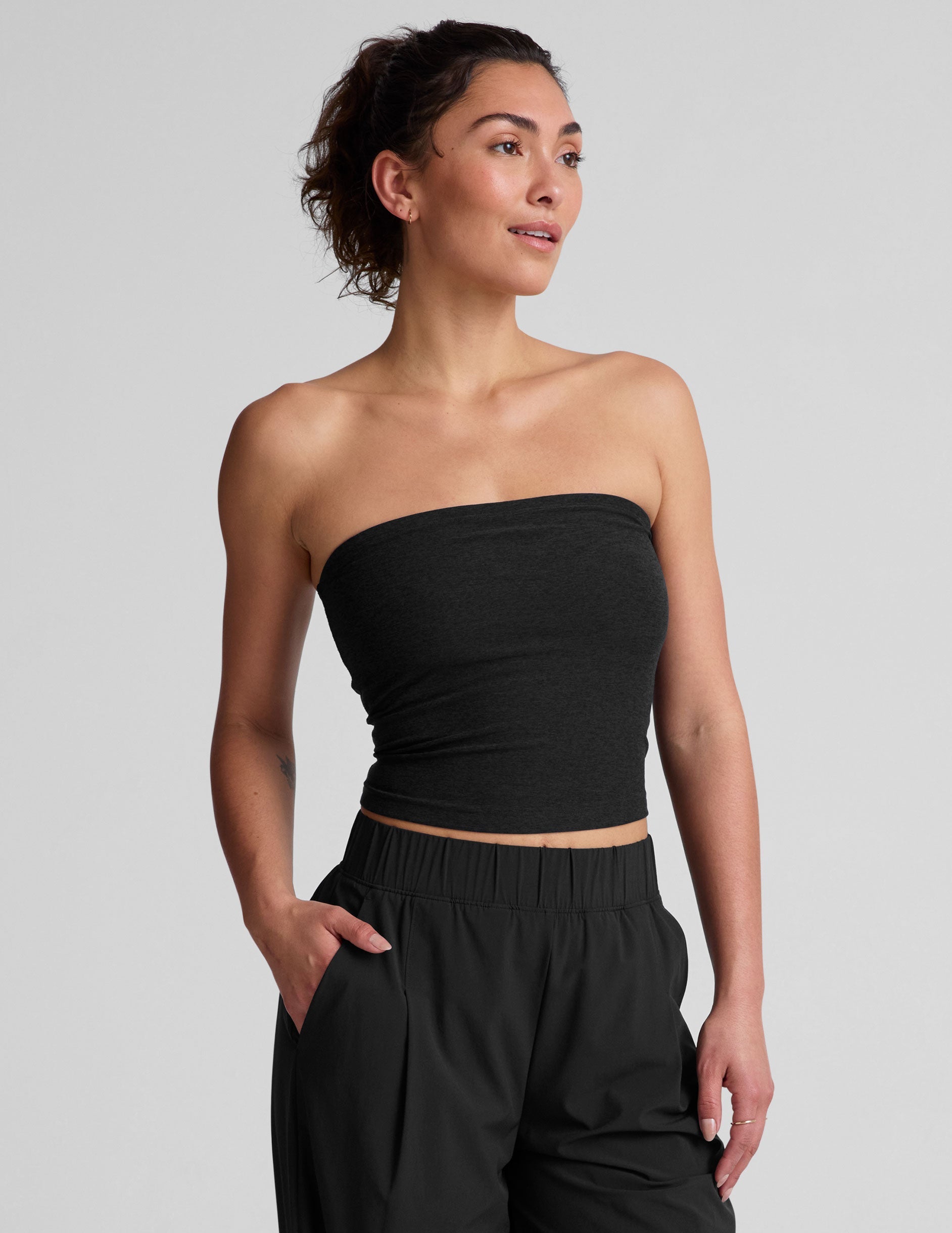 Spacedye Strapless Cropped Top: Built-in Bra, Soft, Versatile Comfort