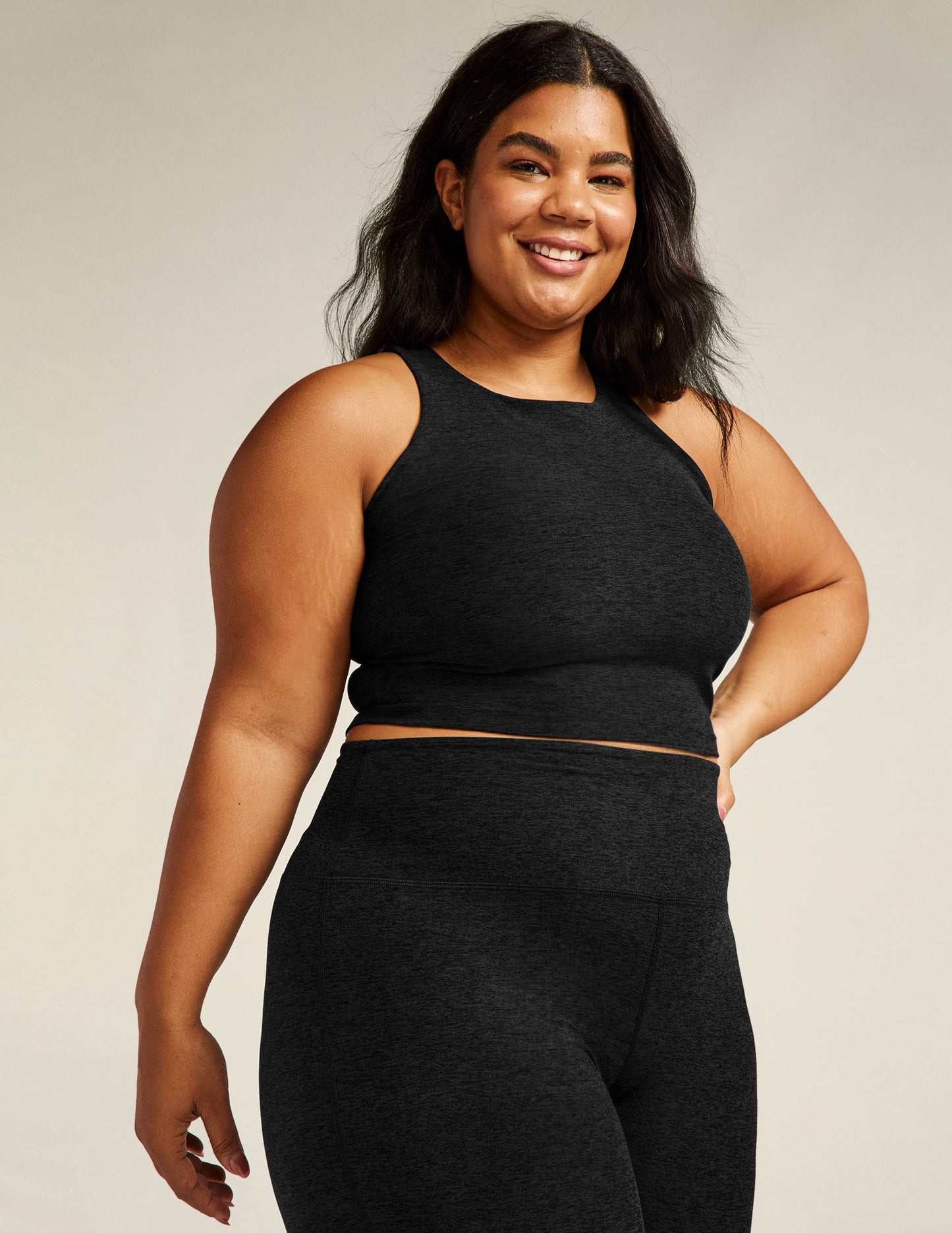 Beyond Yoga Spacedye Cropped Tank: Built-in Bra, High Neck, Racerback Fit