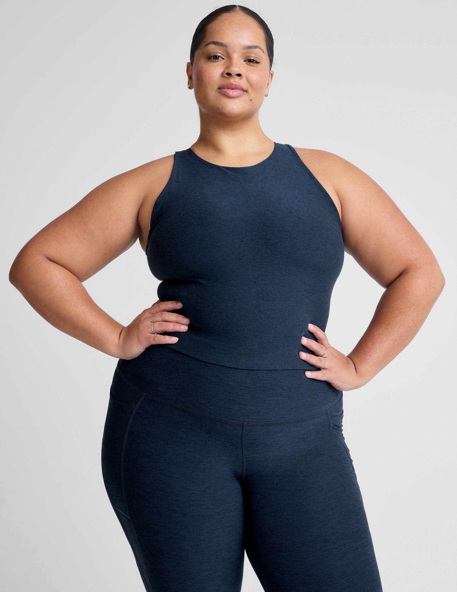Spacedye Refocus Cropped Tank: Integrated Bra, Slim Racerback, Flattering Activewear