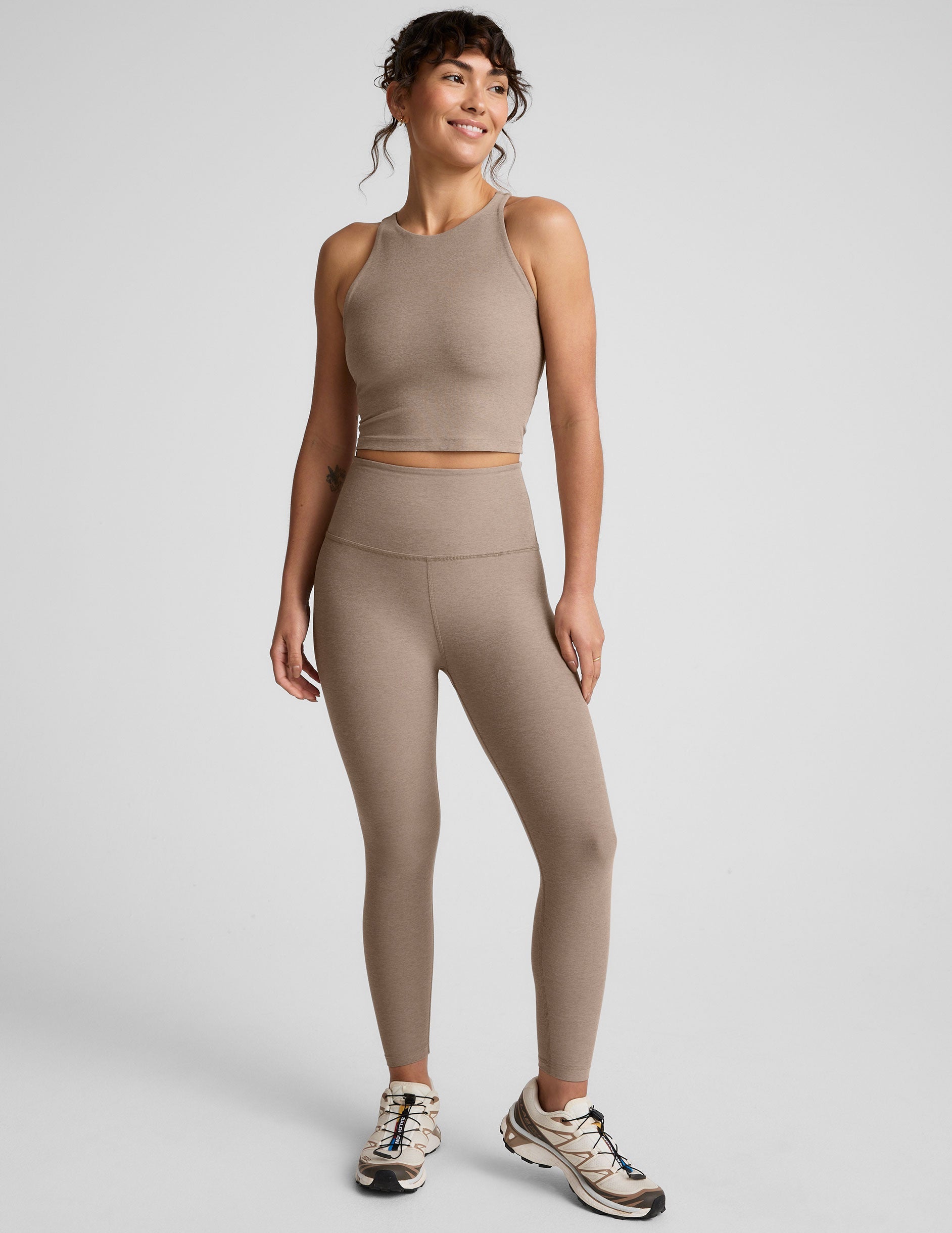 Spacedye Refocus Cropped Tank: High Neck, Built-In Bra, Slim Racerback
