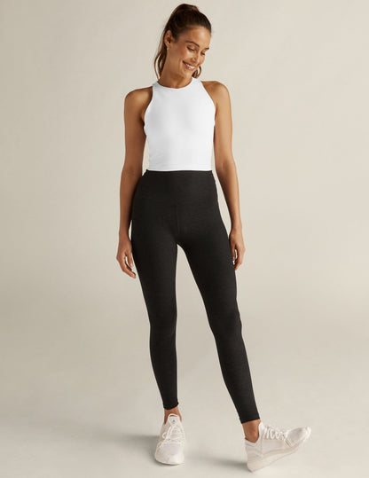 Spacedye Refocus Cloud White Cropped Tank Top with Built-in Bra