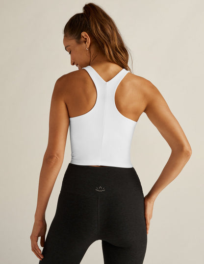 Spacedye Refocus Cloud White Cropped Tank Top with Built-in Bra