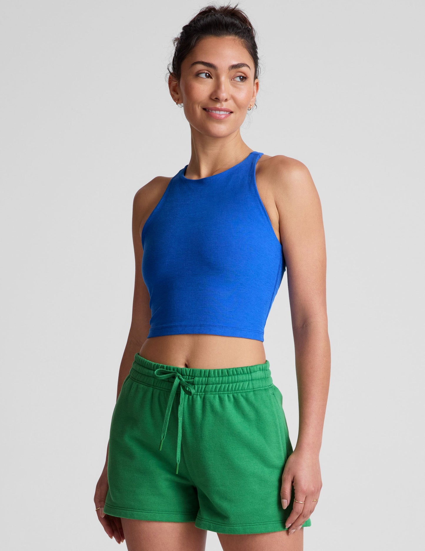 Beyond Yoga Spacedye Refocus Cropped Tank Top: High-Neck Racerback Activewear for Women