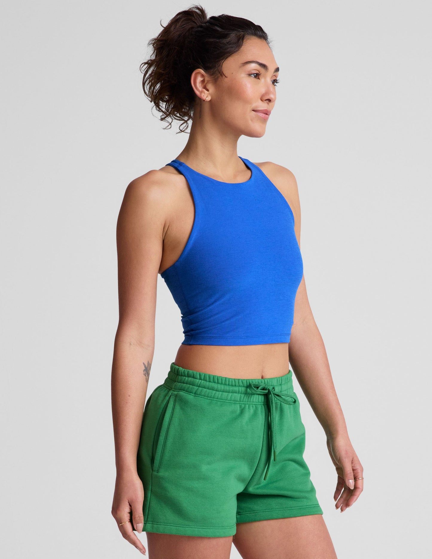 Beyond Yoga Spacedye Refocus Cropped Tank Top: High-Neck Racerback Activewear for Women