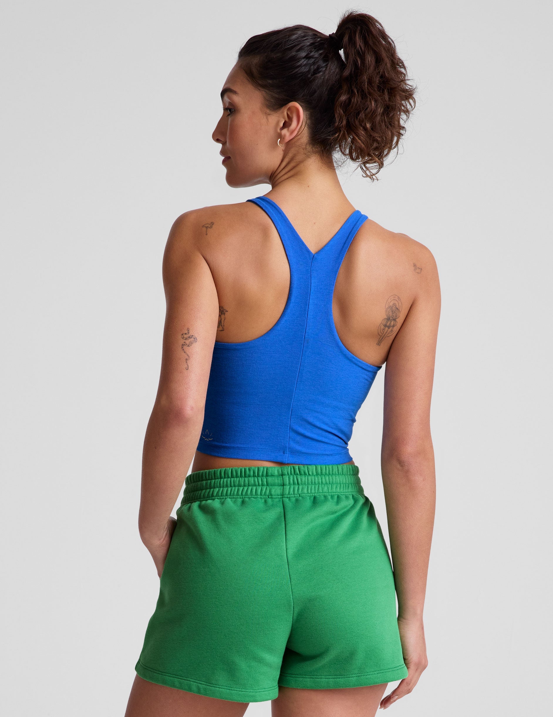 Beyond Yoga Spacedye Refocus Cropped Tank Top: High-Neck Racerback Activewear for Women