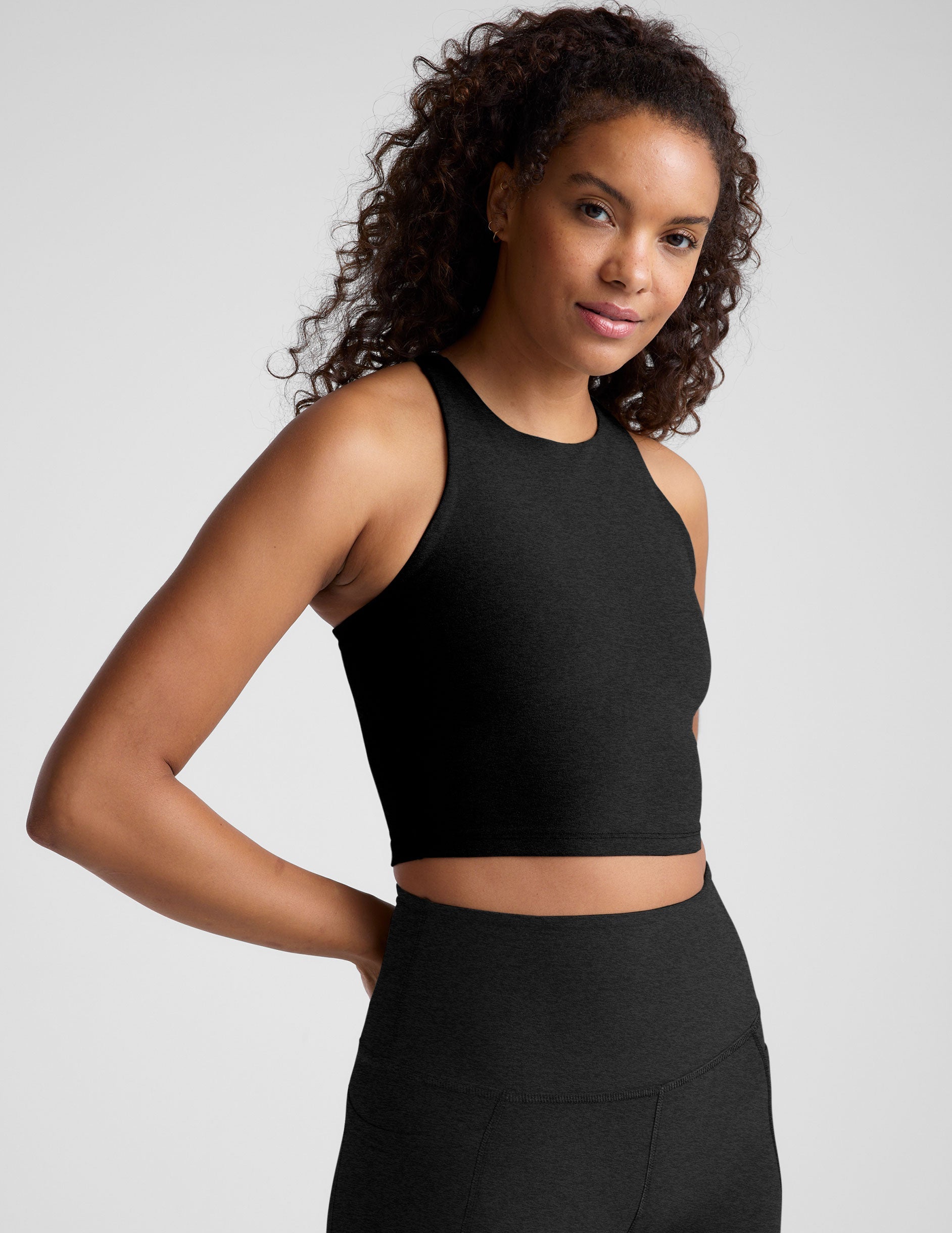 Beyond Yoga Spacedye Cropped Tank: Built-in Bra, High Neck, Racerback Fit