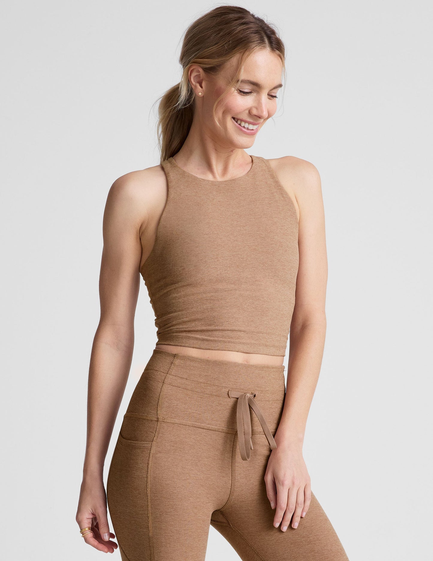 Spacedye Refocus Cropped Tank: High-Neck Racerback, Built-In Bra, Yoga Activewear