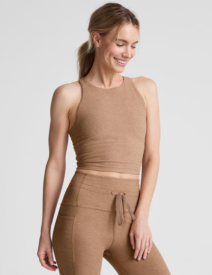 Spacedye Refocus Cropped Tank: High-Neck Racerback, Built-In Bra, Yoga Activewear