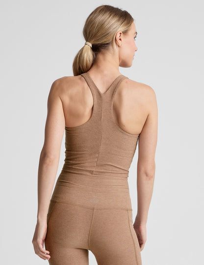 Spacedye Refocus Cropped Tank: High-Neck Racerback, Built-In Bra, Yoga Activewear