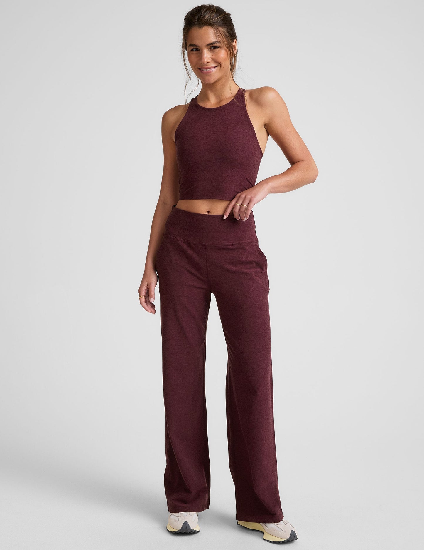 Spacedye Refocus Cropped Tank: High-Neck Racerback, Built-in Bra, Ultimate Comfort
