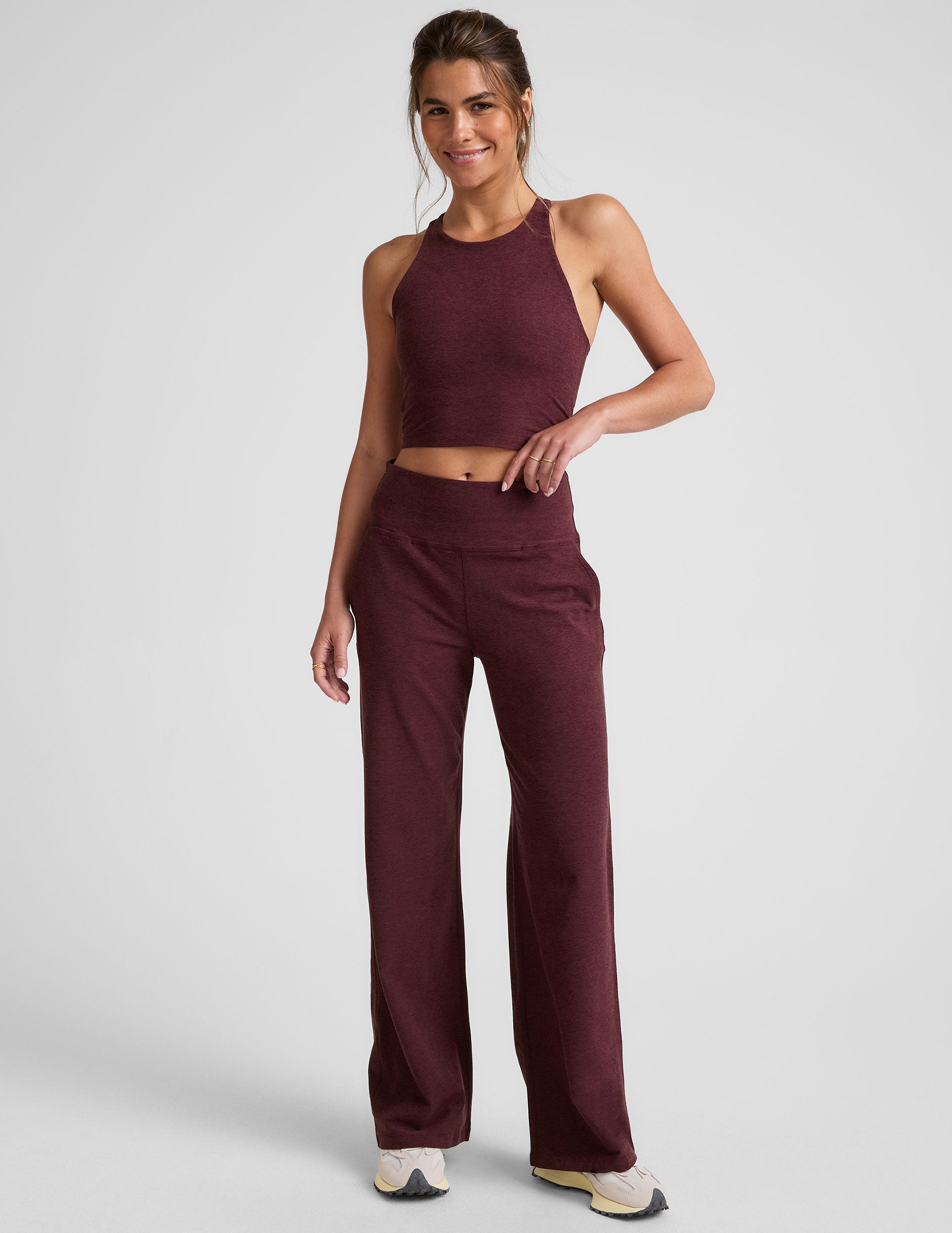 Spacedye Refocus Cropped Tank: High-Neck Racerback, Built-in Bra, Ultimate Comfort