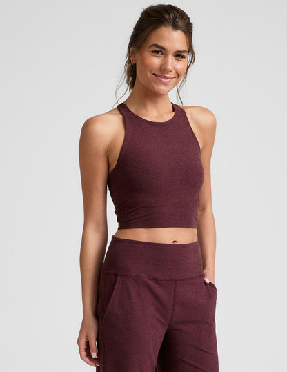 Spacedye Refocus Cropped Tank: High-Neck Racerback, Built-in Bra, Ultimate Comfort