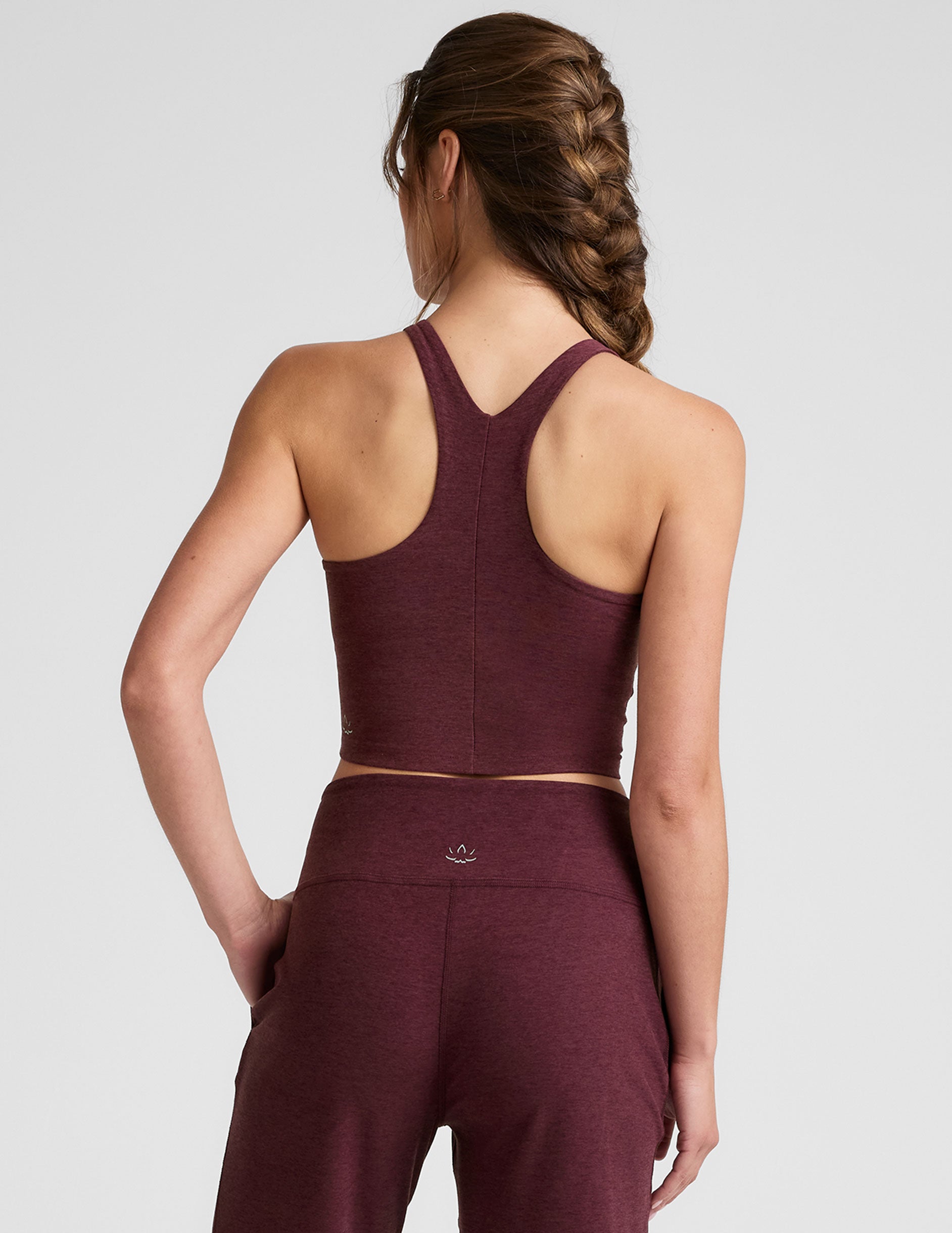 Spacedye Refocus Cropped Tank: High-Neck Racerback, Built-in Bra, Ultimate Comfort