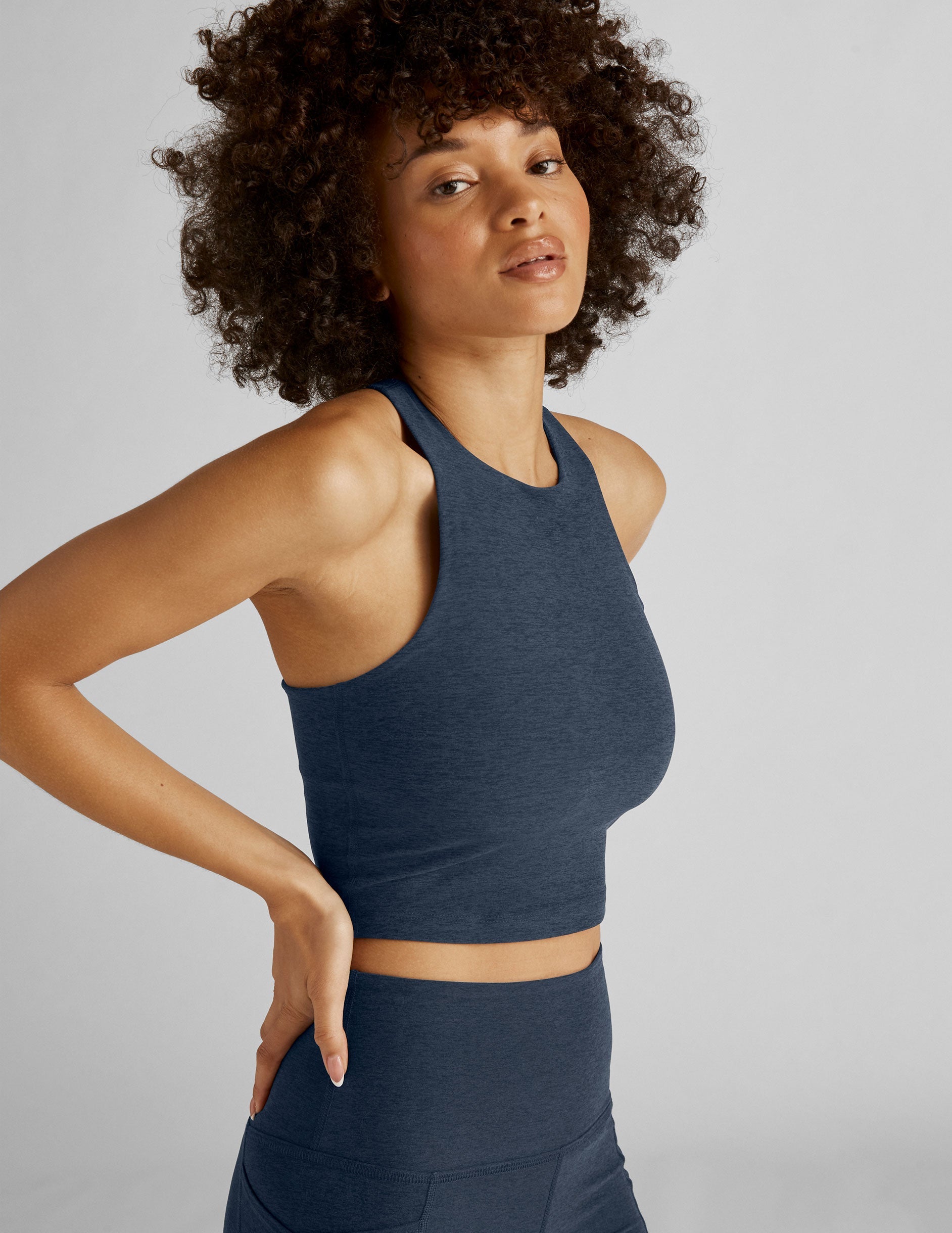Spacedye Refocus Cropped Tank: Integrated Bra, Slim Racerback, Flattering Activewear