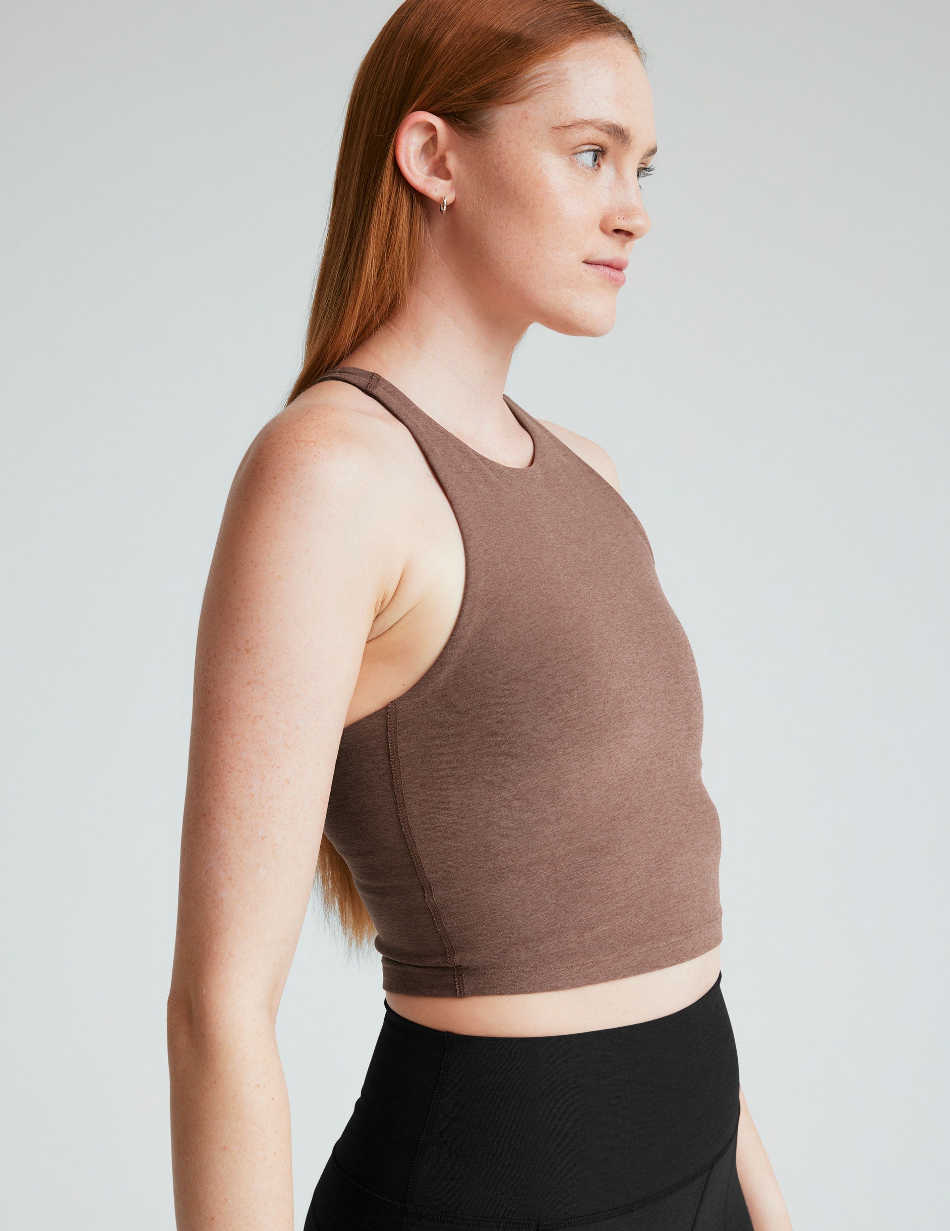 Spacedye Refocus High-Neck Cropped Tank: Sleek Racerback with Built-in Bra