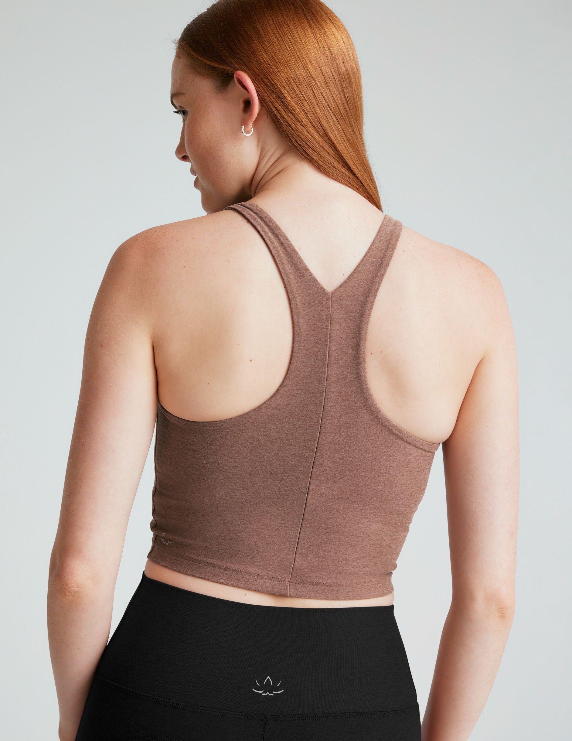 Spacedye Refocus High-Neck Cropped Tank: Sleek Racerback with Built-in Bra