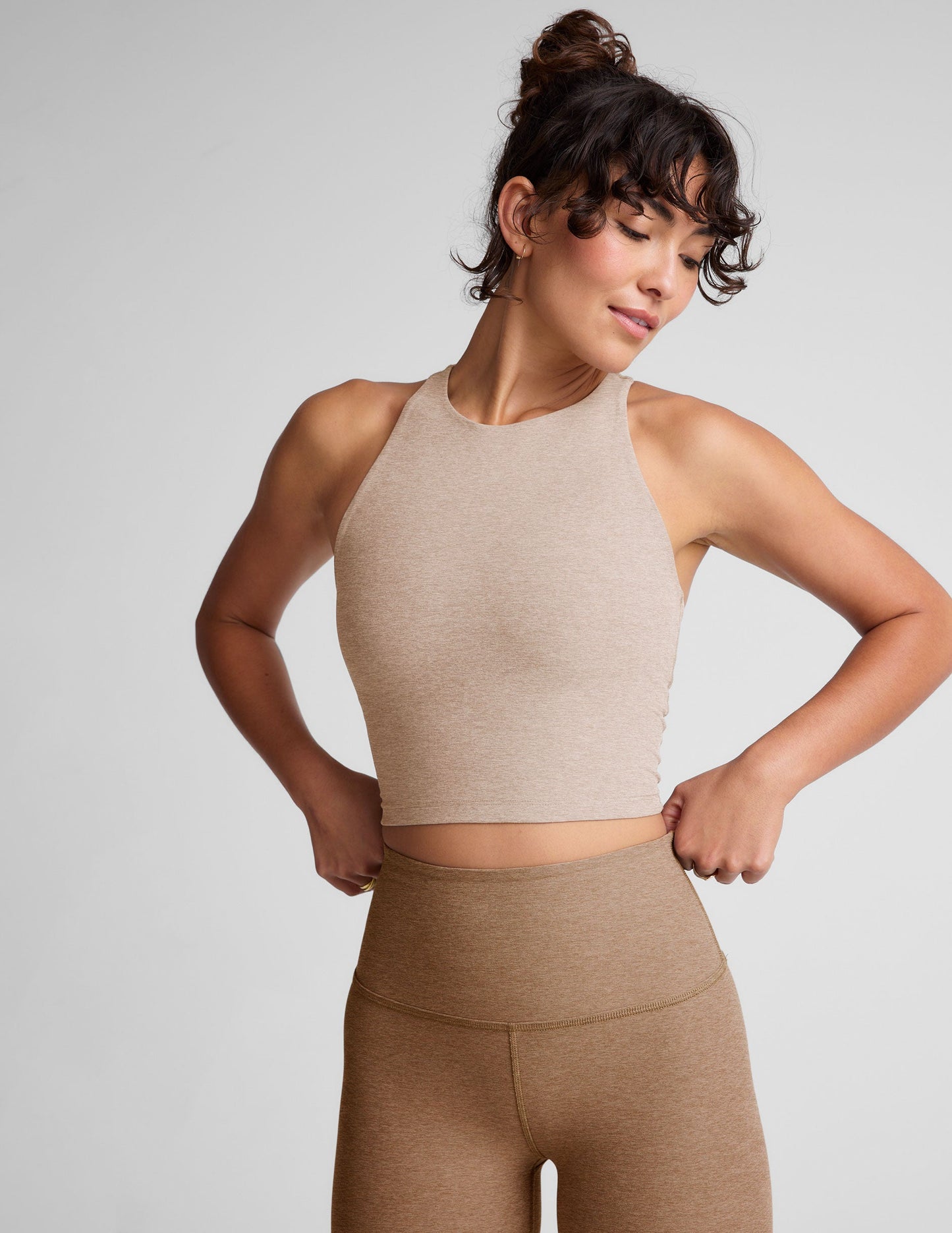 Spacedye Refocus Cropped High-Neck Racerback Tank with Built-in Bra