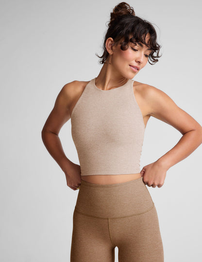 Spacedye Refocus Cropped High-Neck Racerback Tank with Built-in Bra