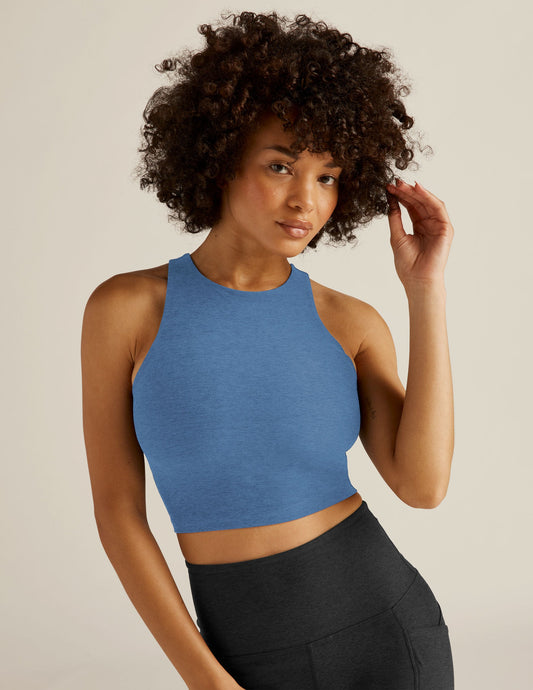 Beyond Yoga Spacedye Refocus High-Neck Racerback Cropped Tank with Built-in Bra