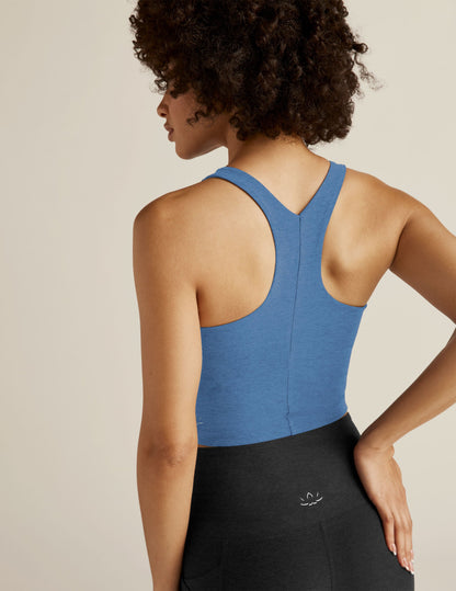 Beyond Yoga Spacedye Refocus High-Neck Racerback Cropped Tank with Built-in Bra