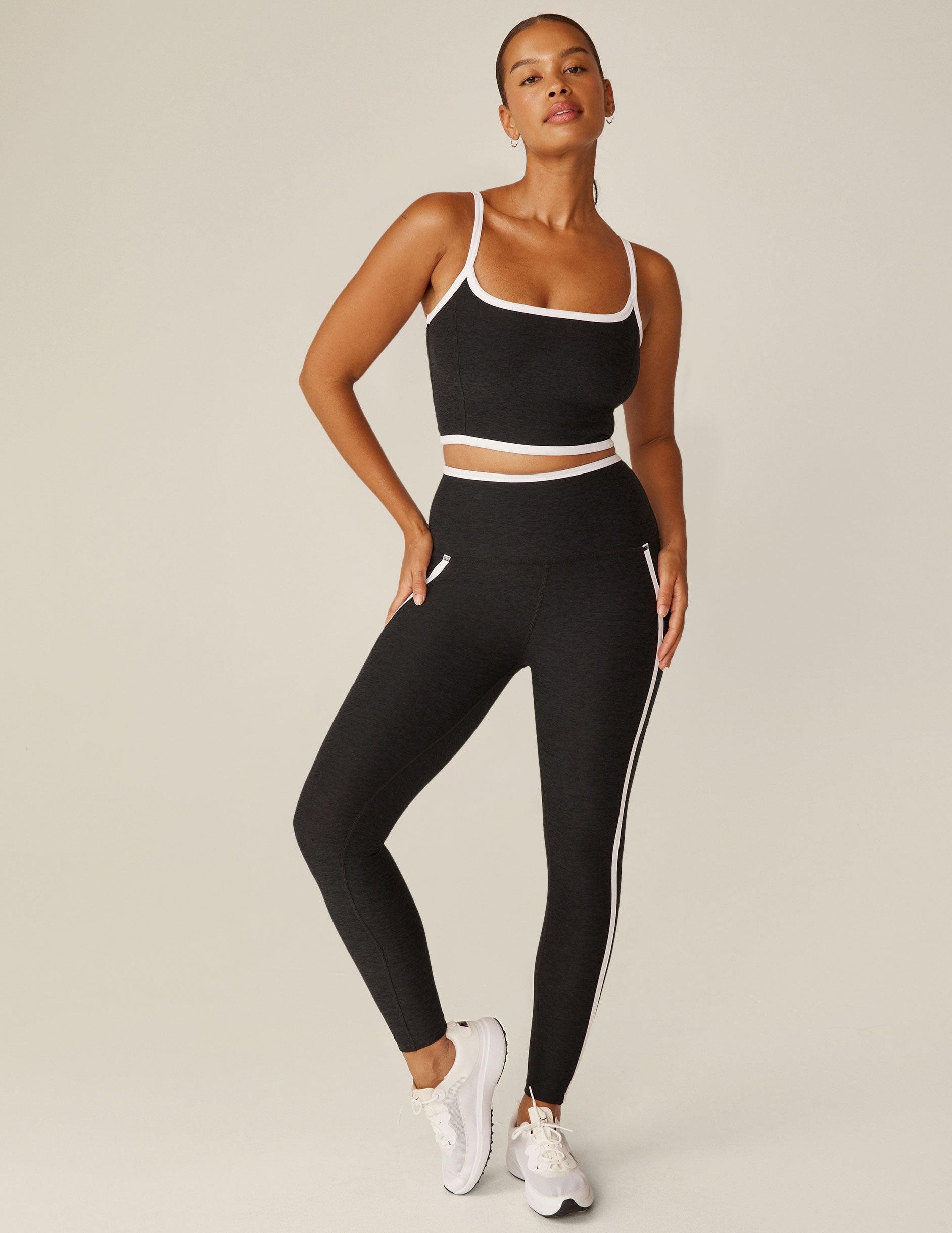 Beyond Yoga Spacedye High Cropped Tank Top: Sporty Contrast Trim Design