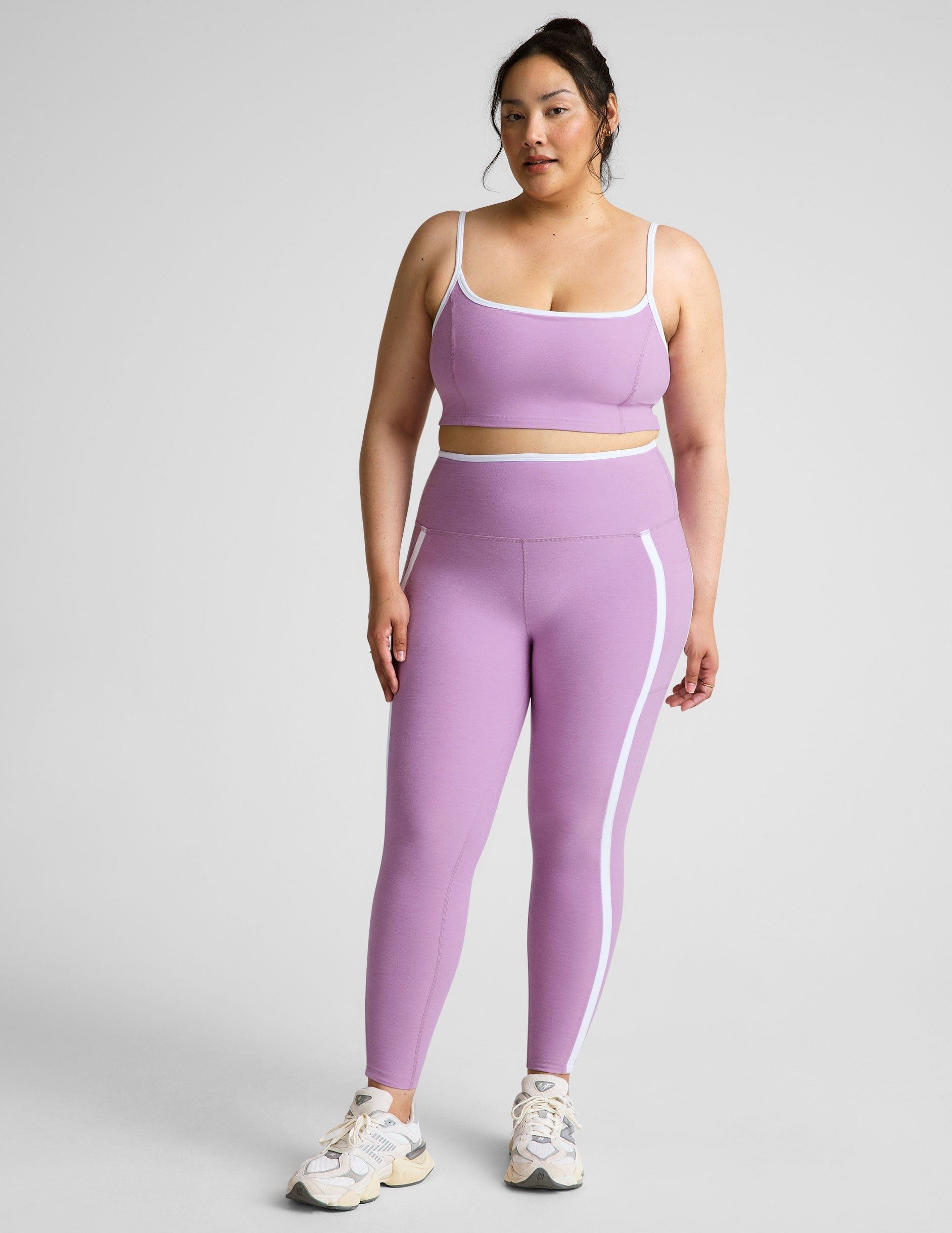 Spacedye High Cropped Tank with Contrast Trim, Princess Seams, Activewear Comfort