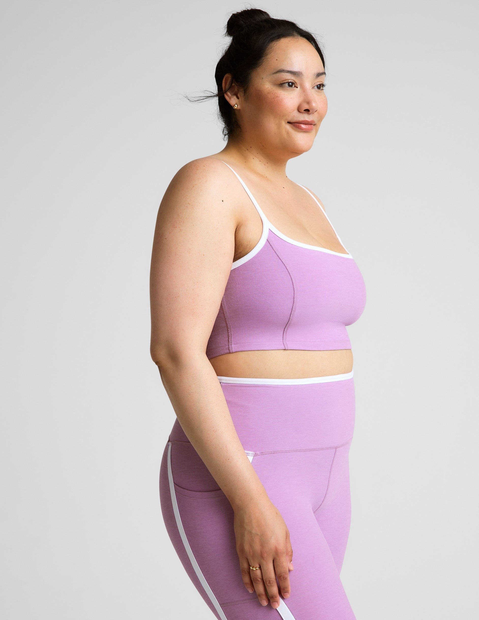 Spacedye High Cropped Tank with Contrast Trim, Princess Seams, Activewear Comfort