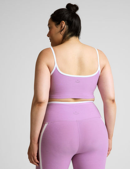 Spacedye High Cropped Tank with Contrast Trim, Princess Seams, Activewear Comfort