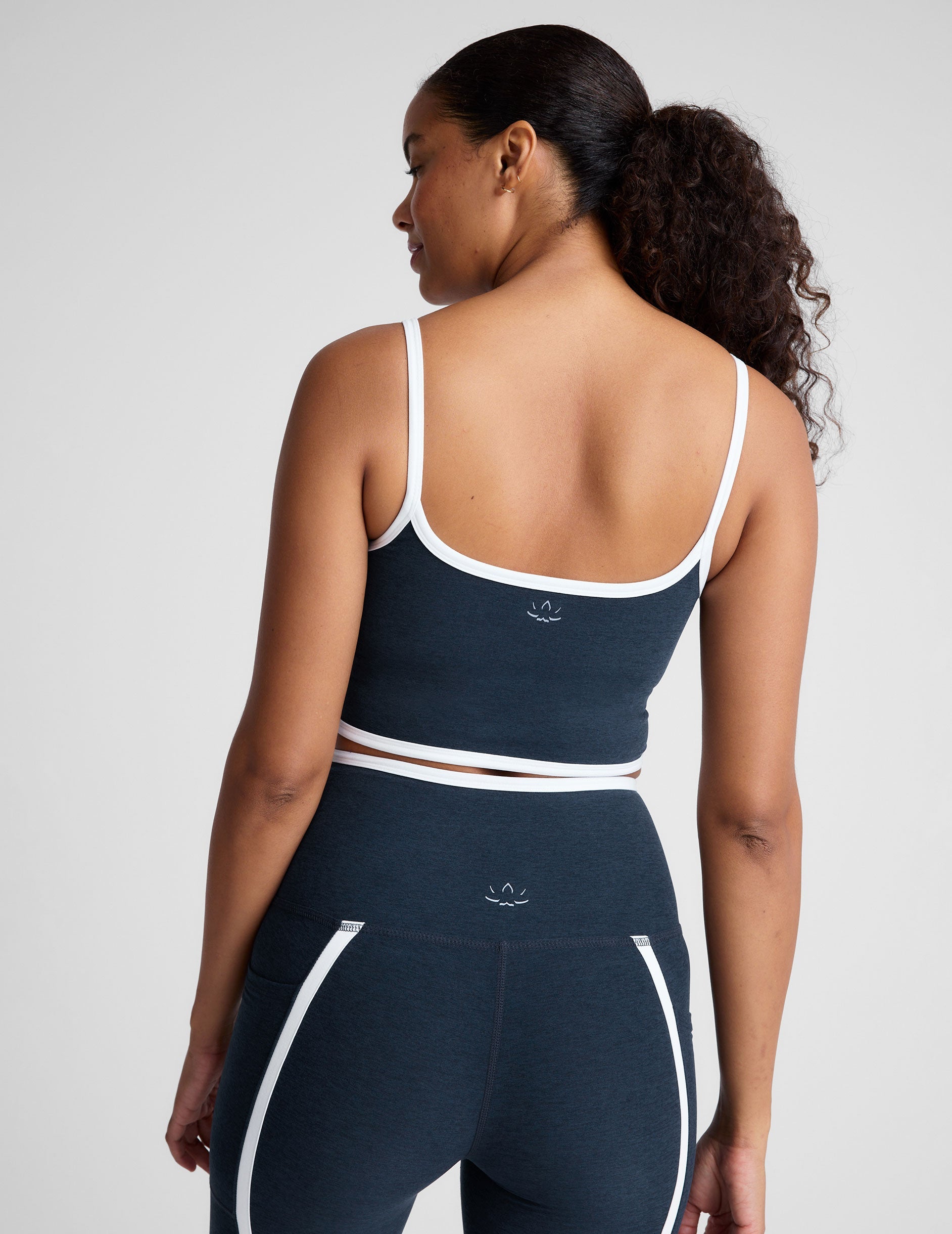Spacedye Active Cropped Tank Top with Princess Seams and Contrast Trim